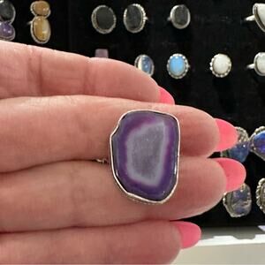 💕 Natural Sugar Druzy Adjustable‎ Ring, Ethnic Handmade